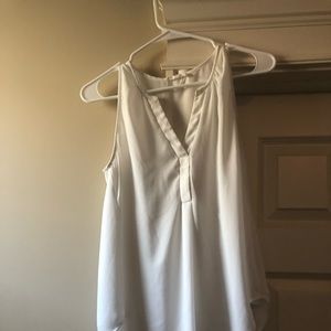 White sleeveless silky tank
